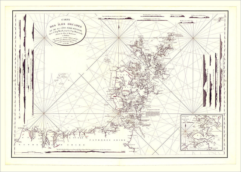 Vintage Nautical Chart of the Orkney Islands