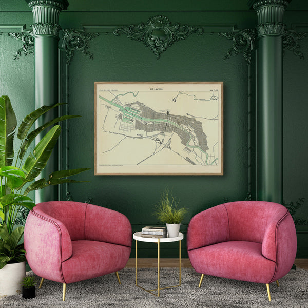 Map of Glasgow, Scotland 1886