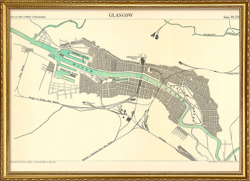 Map of Glasgow, Scotland 1886