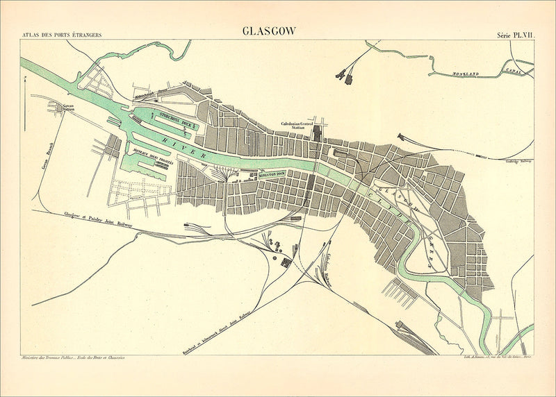 Map of Glasgow, Scotland 1886