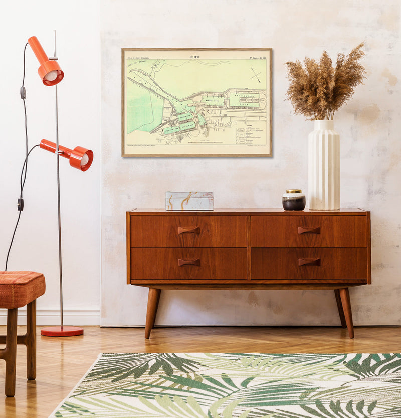 Vintage City Map of Leith Harbour, Edinburgh 1884