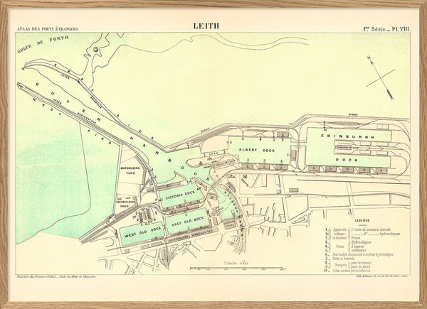 Vintage City Map of Leith Harbour, Edinburgh 1884