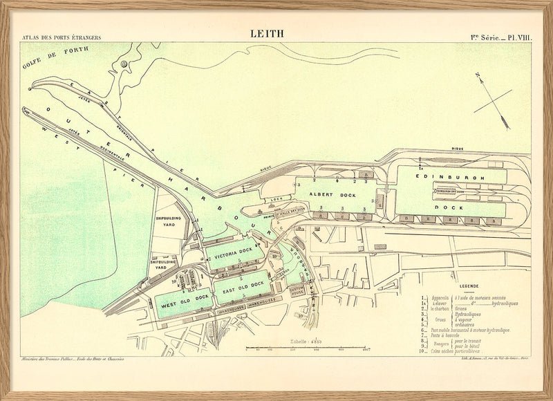 Vintage City Map of Leith Harbour, Edinburgh 1884