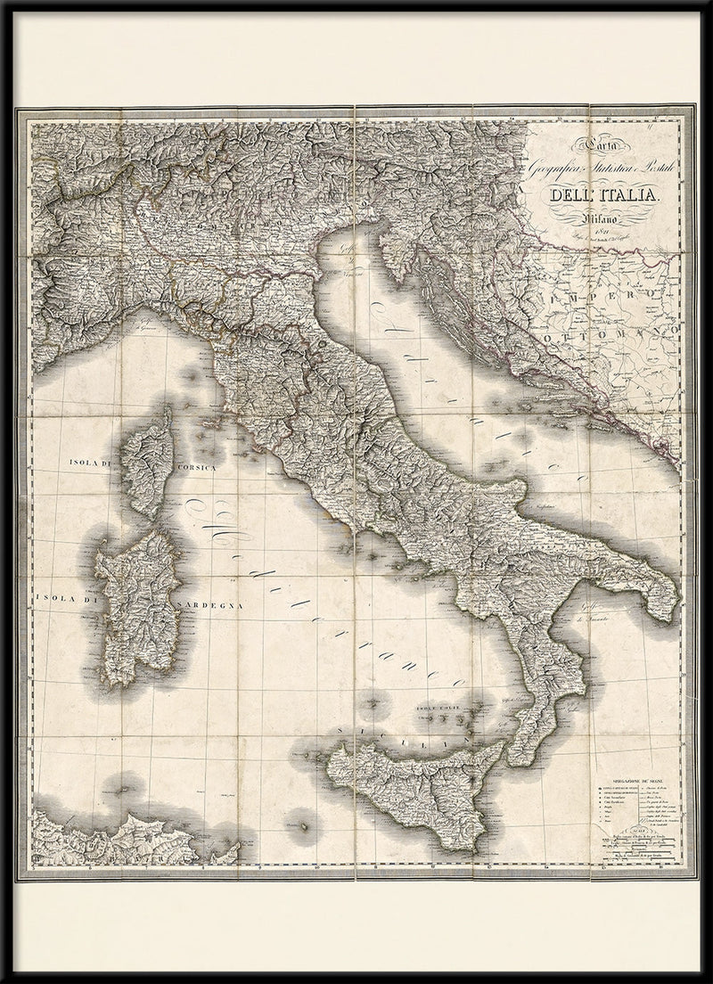 Carta geografica statistica e postale dell'Italia