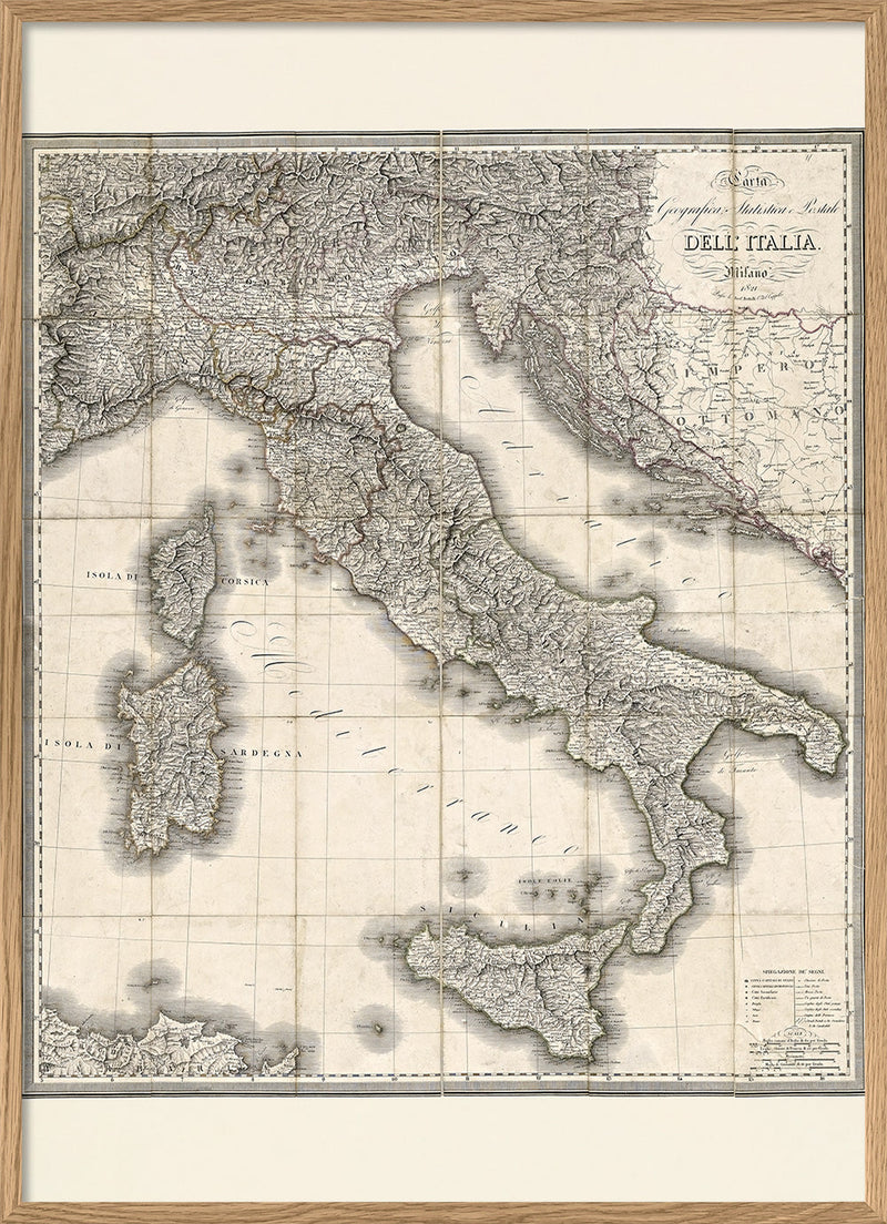 Carta geografica statistica e postale dell'Italia