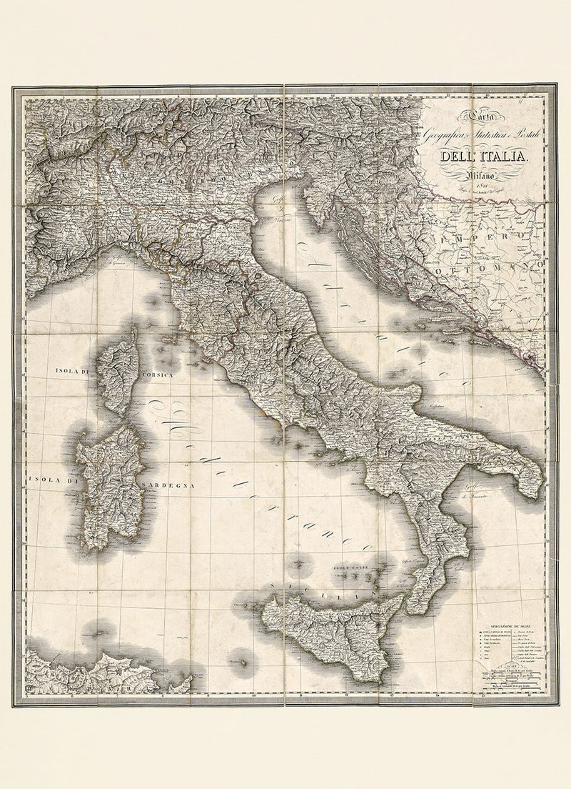 Carta geografica statistica e postale dell'Italia
