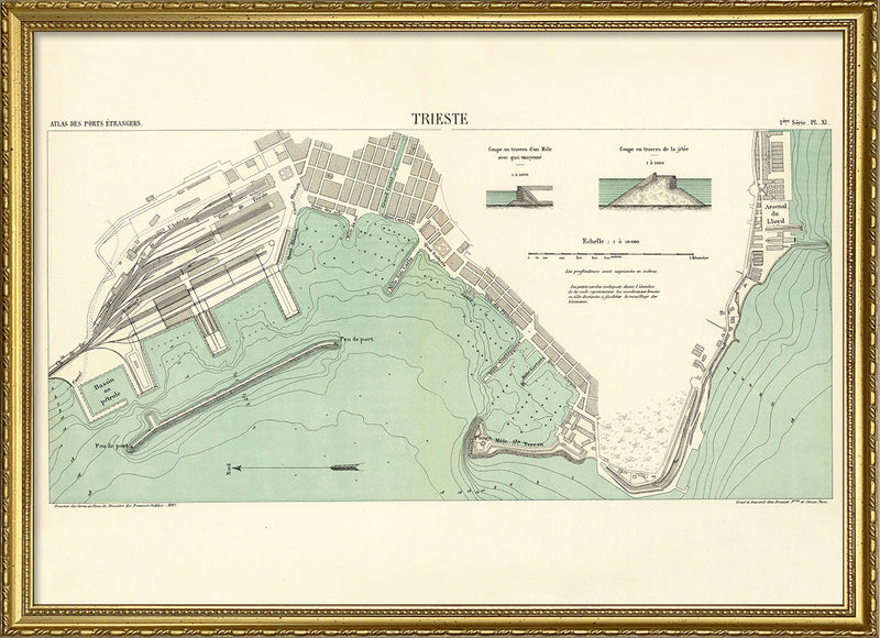 Map of Trieste, Italy 1883