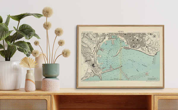 Map of Genoa, Italy 1884