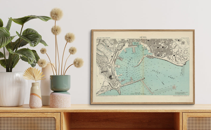 Map of Genoa, Italy 1884