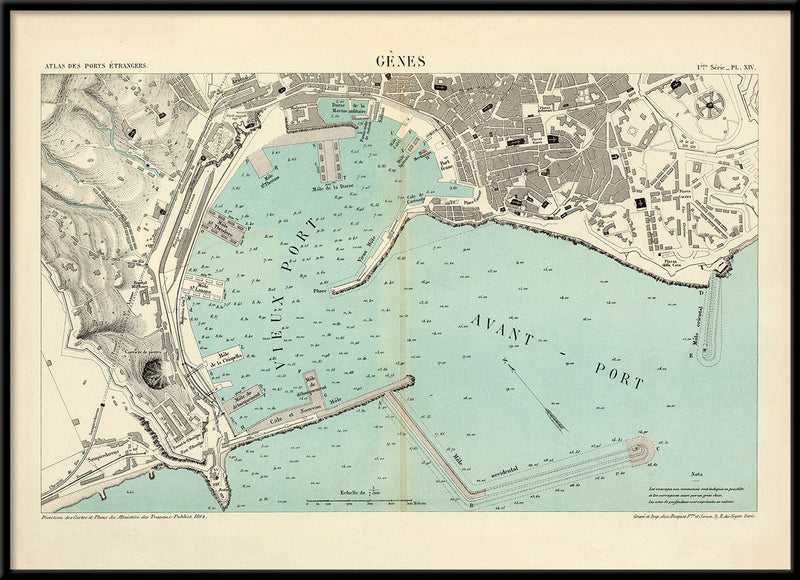 Map of Genoa, Italy 1884