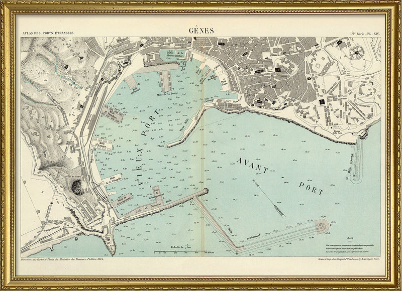 Map of Genoa, Italy 1884