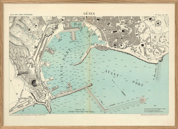Map of Genoa, Italy 1884