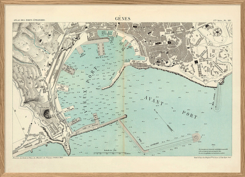 Map of Genoa, Italy 1884