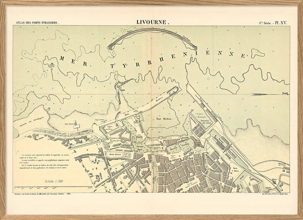 Map of Livorno, Italy 1884