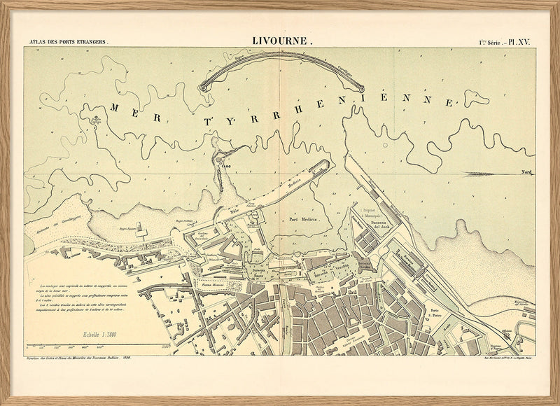Map of Livorno, Italy 1884