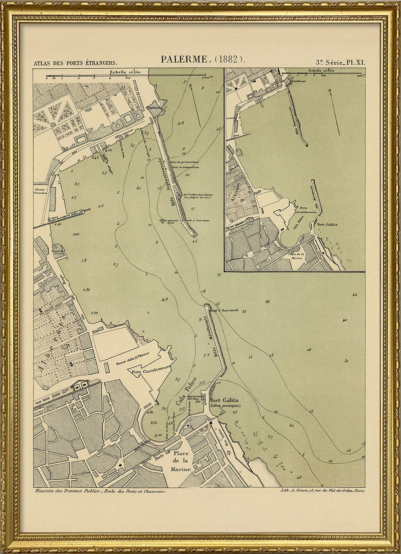 Map of Palermo, Italy 1882