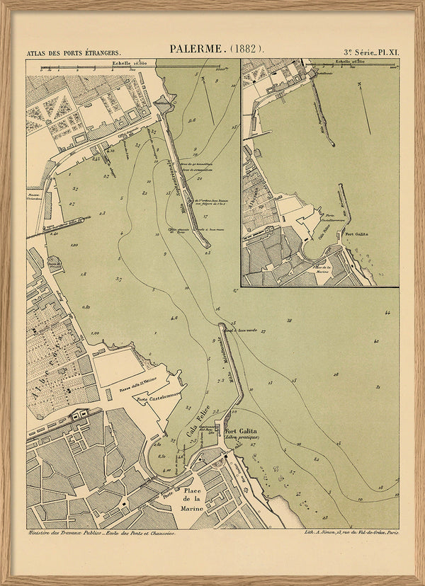 Map of Palermo, Italy 1882