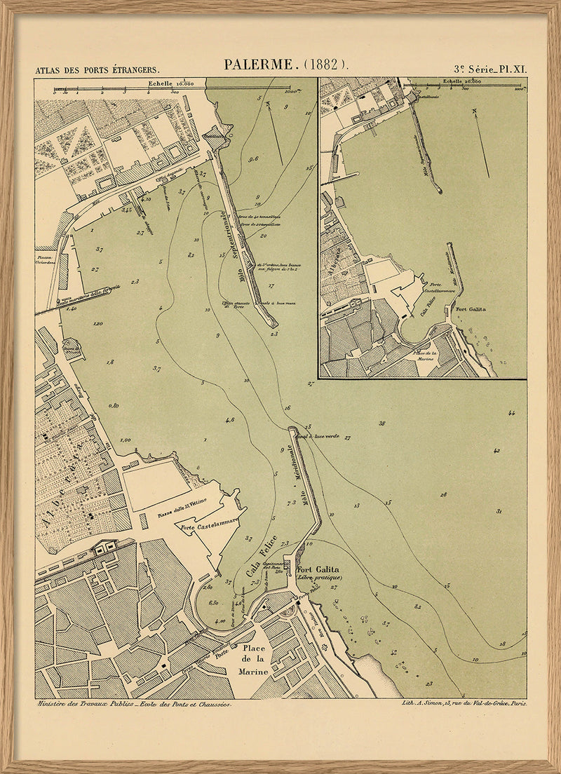 Map of Palermo, Italy 1882