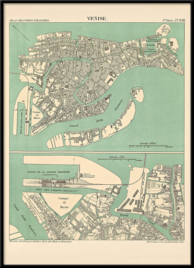 Map of Venice, Italy 1887