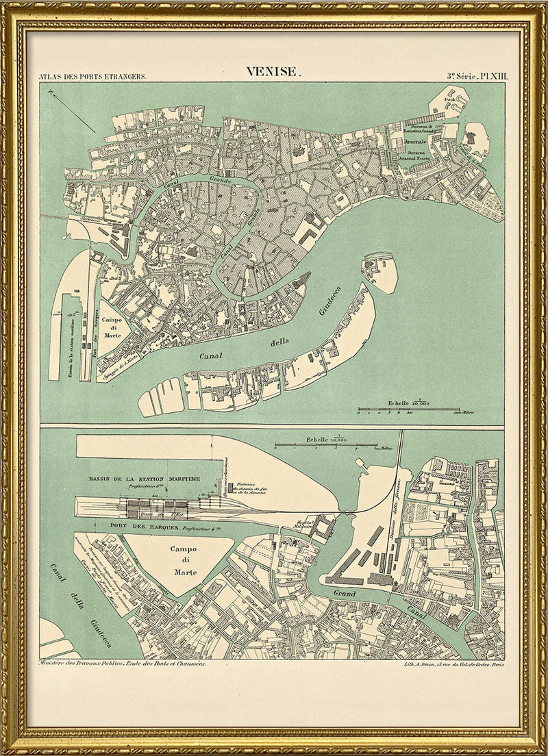 Map of Venice, Italy 1887