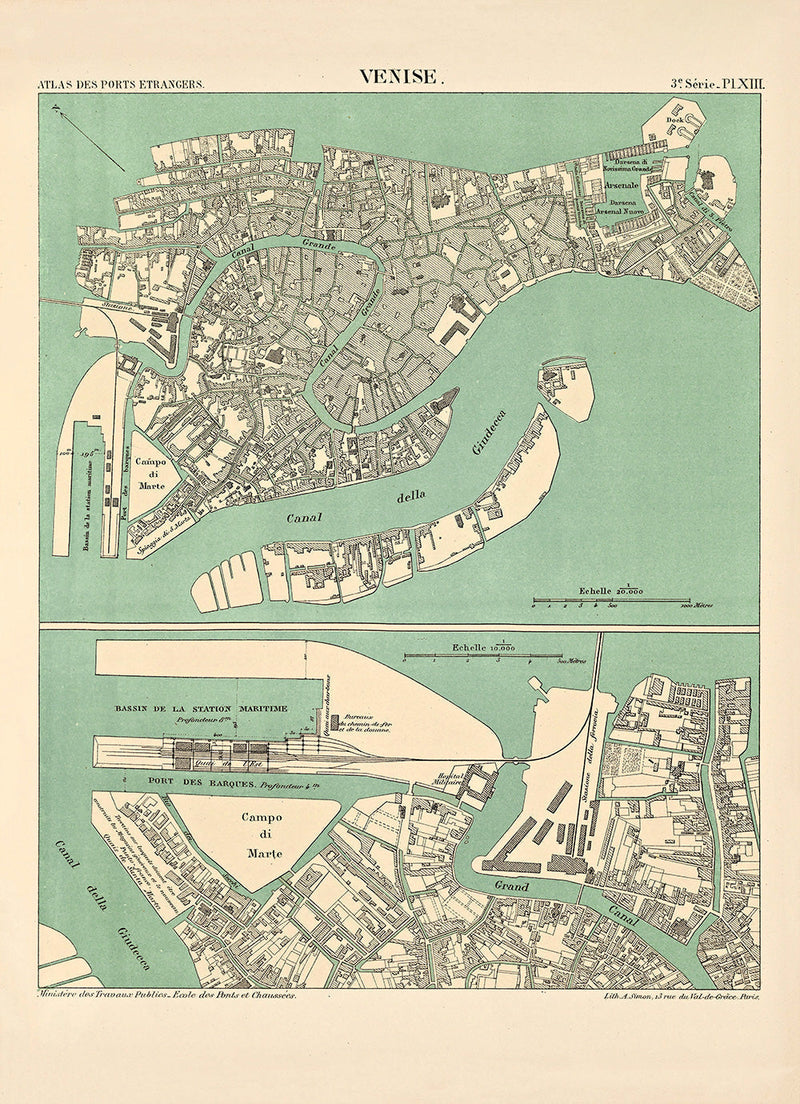 Map of Venice, Italy 1887
