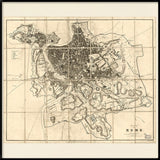 Vintage City Map of Rome, 1850