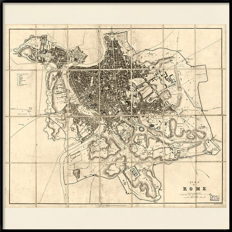 Vintage City Map of Rome, 1850