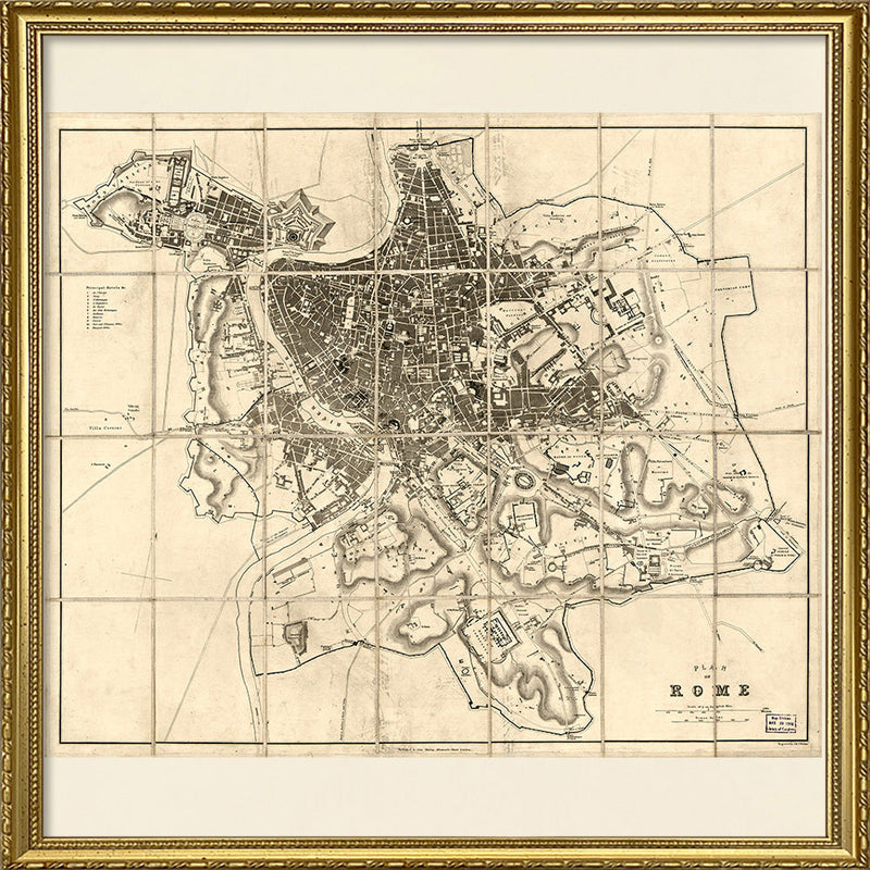 Vintage City Map of Rome, 1850