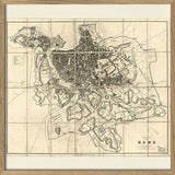 Vintage City Map of Rome, 1850