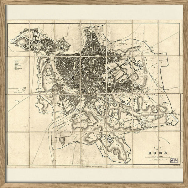 Vintage City Map of Rome, 1850