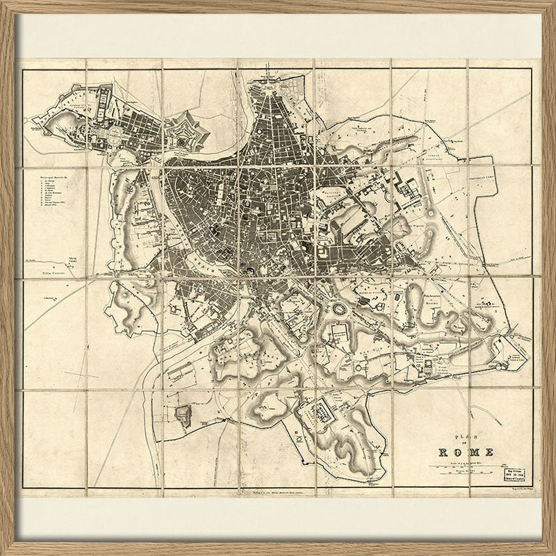 Vintage City Map of Rome, 1850