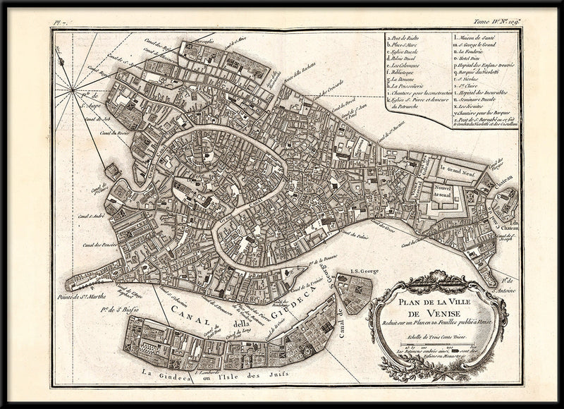 Vintage City Map of Venice, 1764