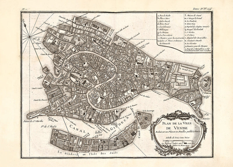 Vintage City Map of Venice, 1764
