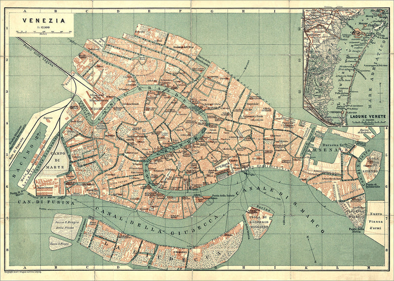 Vintage City Map of Venice, 1886