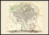 Vintage City Map of Parma, 1840