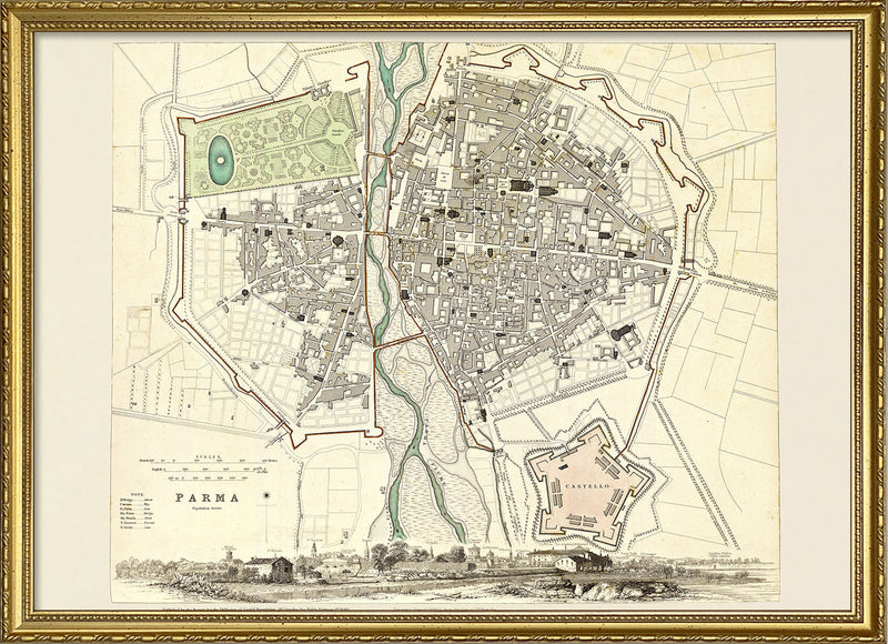 Vintage City Map of Parma, 1840