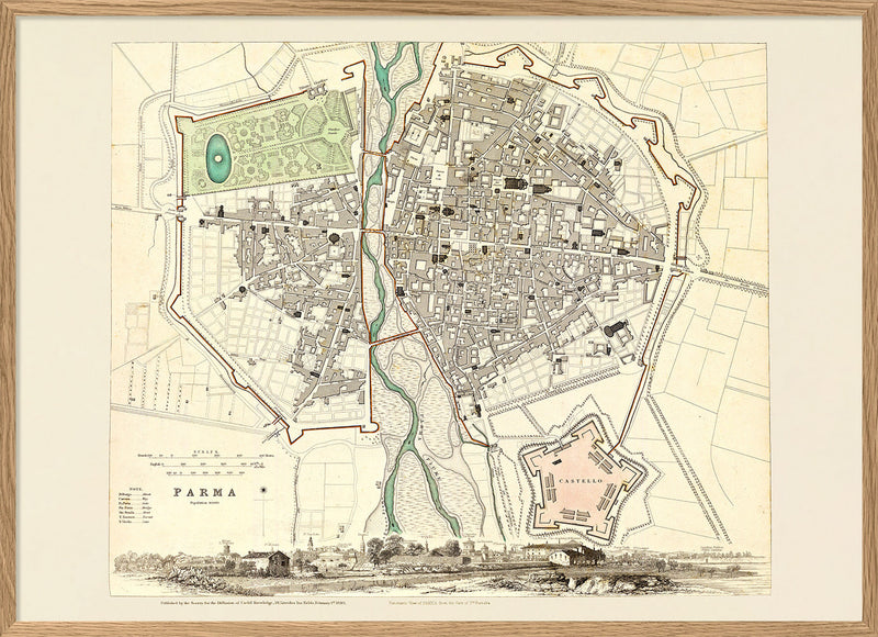 Vintage City Map of Parma, 1840
