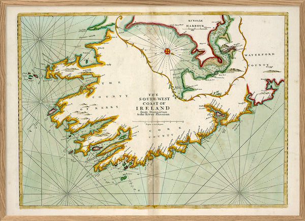 Vintage Nautical Chart of South-West Coast of Ireland