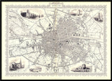 Classic Vintage City Map of Dublin 1851
