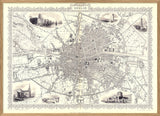 Classic Vintage City Map of Dublin 1851