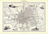 Classic Vintage City Map of Dublin 1851