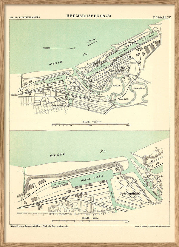 Map of Bremerhafen, Germany 1878
