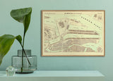 Vintage City Map of Hamburg Harbour, Germany 1884