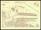 Vintage City Map of Hamburg Harbour, Germany 1884
