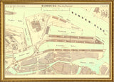 Vintage City Map of Hamburg Harbour, Germany 1884