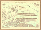 Vintage City Map of Hamburg Harbour, Germany 1884