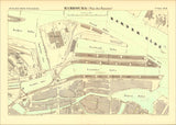 Vintage City Map of Hamburg Harbour, Germany 1884