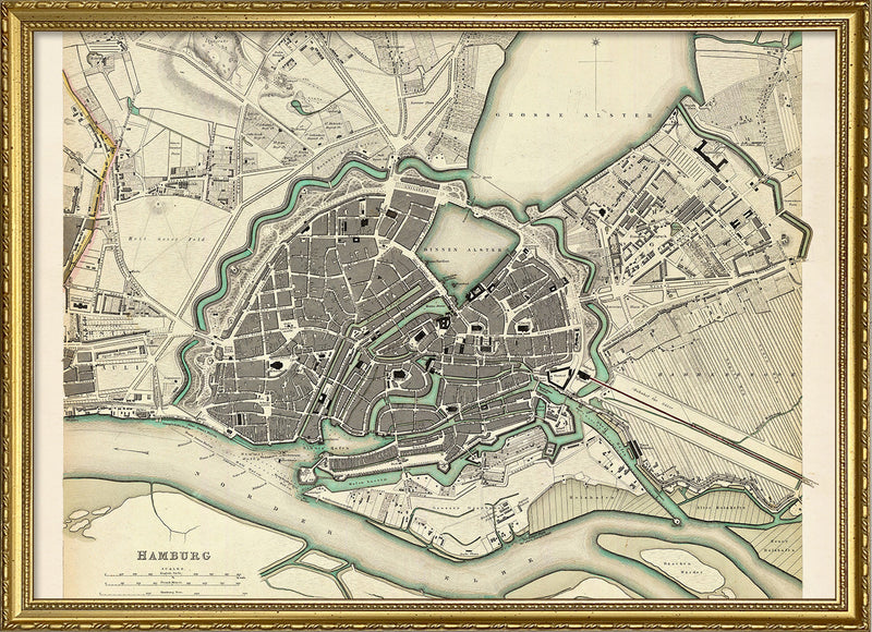Vintage city Map of Hamburg
