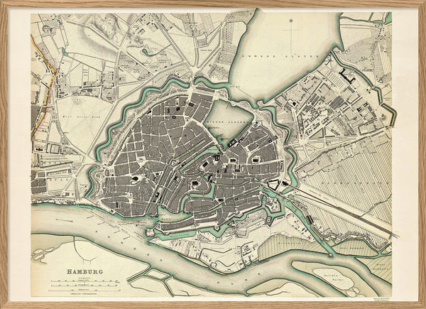 Vintage city Map of Hamburg