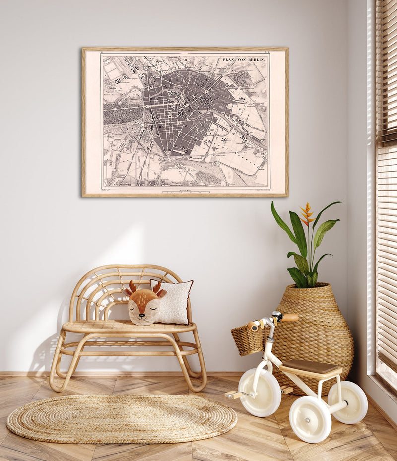 Vintage city Map of Berlin, black & white